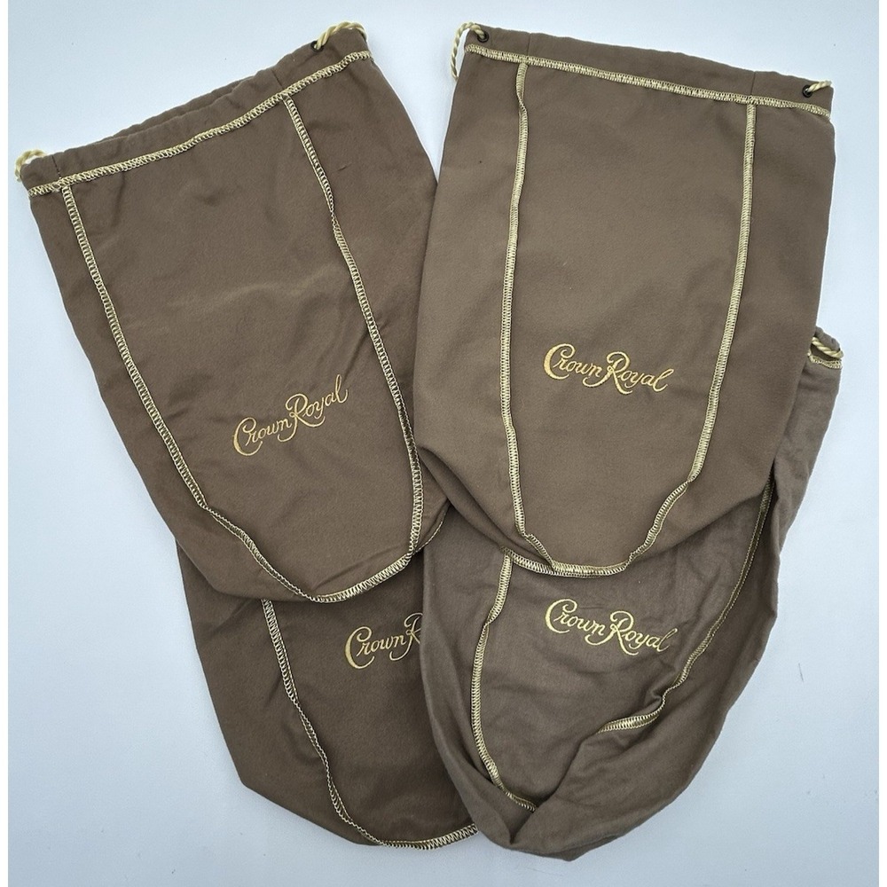 Crown Royal Vanilla Brown Drawstring 12" Bags (1.75L) XL Extra Large Lot 4 Bags